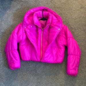 Cute PrettlyLittleThing Hot Pink Puffer Jacket